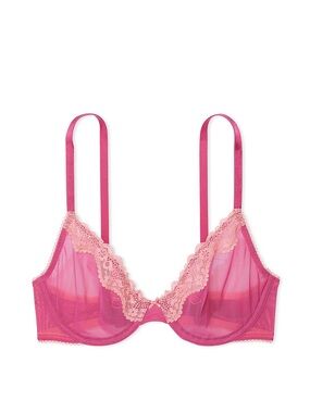 Victoria's Secret Tease Pink and Coral Lace Unlined Underwire Bra